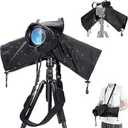 JJC Professional Camera Rain Cover with Open Viewing Window & Strap Mountable Design, Waterproof Raincoat Sleeve for Fujifilm X-T50 X-T5 X-S20 X-H2S GFX50S II Mirroless Cameras Up to 23cm -Black