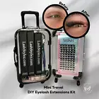 Travel Kit DIY Eyelash Extensions 72pcs Lashes Bond Seal Remover Mini Curler