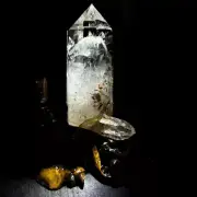 1.32LB TOP Natural Phantom Ghost Clear Quartz CrystalS Point Healing Tower+Stand