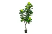Tall 180cm Potted Faux Fiddle Fig Leaf Plant Green Artificial Flower Fake