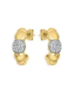 Aqua Croissant Designs Pave Cluster Half Hoop Earrings in 18K Gold Plated Sterling Silver - Exclusive
