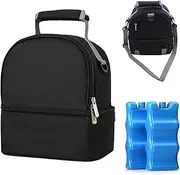 Bottle Cooler Bag, 3 Ice Cube Trays Included, Compatible with 3 Bottles, Cooler Backpack, Warm/Fresh, Lunch Bag, Black, Insulated Bag for Baby