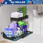 2 Tier Under Sink Organizer Kitchen Spice Rack Bathroom Storage Shelf Holder AU