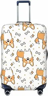 [CADREWY] Dog Print Travel Suitcase Cover Luggage Protector with Elastic Anti Scratch for Carry On, Black, Large