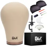 GEX 22 Canvas Cork Wig Block Mannequin Head for Wig Making Drying Styling Displa