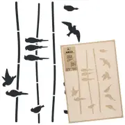 Reusable PLASTIC STENCIL Template / 43x64cm or 59x95cm / BIRDS LINES SILHOUETTES