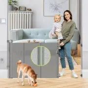 Reinforced 55" Wide Retractable Dog Gate with Support Beam Extra Tall Retract...