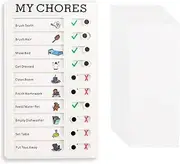 Chore Chart with 20 Blank Cardstock, Plastic Memo Boards with Sliders, Portable Rv Checklist, To Do List Whiteboard(White)