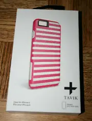 TAVIK Hollow Case for iPhone 6/6+/6s Pink Translucent Striped Cover Bumper