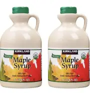 2L Kirkland Organic Pure Maple Syrup Grade A Amber 2x 1L Bottle