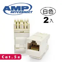 在飛比找PChome24h購物優惠-AMP超五類(Cat.5e)無遮蔽資訊插座(白色2入)