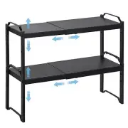 2 Pack Expandable Cabinet Countertop Shelves, Stackable Shelves Organizers Fo...