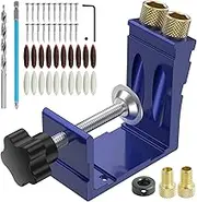 47Pcs Pocket Hole Jig 15 Degree Angle Hole Drill Guide Kit Adjustable Punch Locator High Precision Drill Punch Positioner Woodworking Drill Guide Set