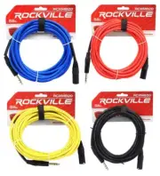 4 Rockville 20' Male REAN XLR to 1/4'' TRS Balanced Cable OFC (4 Colors)