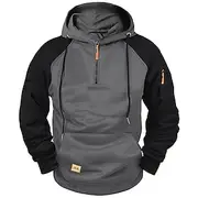 Men's Hoodie Quarter Zip Hoodie Red Black Black Red Blue Light Grey Hooded Plain Patchwork Color Block Sports Outdoor Casual Daily Streetwear Cool Sportswear