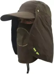 NEOSAN Sport Sun Protection Hats Fishing Caps Flap Wide Brim Mesh Hat Army Green
