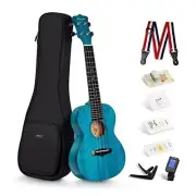 Concert Ukulele 23 Inch Blue Solid Mahogany Top with Ukulele Concert blue