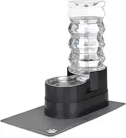 RIZZARI 8L Raised Automatic Pet Waterer, Gravity fed Stainless Steel Waterer, 100% BPA Free, Large Capacity Feeder for Cats and Medium to Large Dogs (Black,8L)