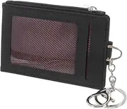 Gadpiparty Card Holder Key Ring Key Holder Card Case School Id Protector Bus Pass Wallet Pu Badge Sleeve Badge Protector Keychain Wallet Black Pu