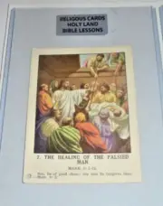 Vintage Bible Study Lesson Color Card Christian Healing Man Mark Scripture Verse