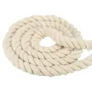1" 98ft Natural Twisted Cotton Rope 3 Strand Thick Cotton Rope Tug White