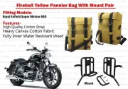 Fireball Yellow Panniers Pair With Mount Fit for Royal Enfield Super Meteor 650