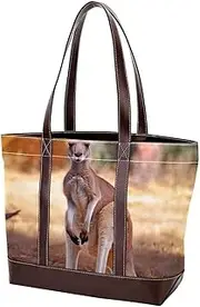 [Generic] The Tote Bag For Women,Tote Bag With Zipper,Canvas Tote Bag,Animal Portrait Kangaroo Handbags