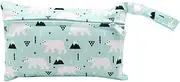 Qiantull Mini Nappy Bag with Colourful Animal Pattern Waterproof Wet Bag Changing Bag 22 x 15 cm Small Wet Bag Nappy Bag Wet Dry Cloth Organiser Bag for Babies Swimming Travel Beach, Polar Bear,