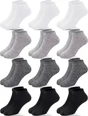 [Duufin] 12 Pairs Toddler Athletic Ankle Socks Kids Athletic Socks Low Cut Socks Half Cushion Toddler Socks