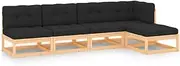 Patio Furniture Sets 5 Piece Garden Lounge Set with Cushions Solid Pinewood