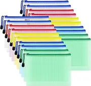 20 PCS 5 Colors Mesh Zipper Pouch Bags, A4 Mesh Zipper Pouch Document Bag, Waterproof Plastic Document Pouch, Zip File Folders for School Office Supplies, Cosmetics Travel Storage