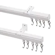 9-12ft ChadMade Ceiling Track Kit with Hooks, Wall Mount Curtain Track