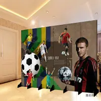 在飛比找Yahoo!奇摩拍賣優惠-淘淘樂體育運動世界杯足球屏風隔斷客廳餐飲移動折疊墻裝飾遮擋直