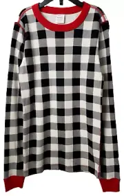 Hanna Andersson Pajama Top 14 Children's Shirt Long John Lumberjack Plaid Black