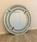 Diamonded Glass Decorative LargeMirror Entryway/Office/Make-Up/ Framed (Silver4)