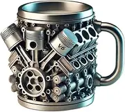 WJnflQN Stainless Coffee Mug, 300ml Coffee Travel Mug, Double-Wall Vacuum Wide Mouth Leakproof Flask Water Bottle with Engine Design for Car Picnic Hiking Gym Outdoor
