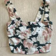 abercrombie fitch Linen Blend Floral Crop Top Size Small NWT