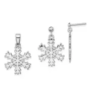 925 Sterling Silver Snowflake Stud Earrings Necklace Set