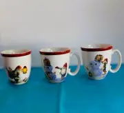Williams Sonoma Nordic Elf Coffee Mugs Set of 3 Building a Snowman New