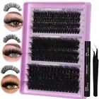 Lash Extension Kit 14-24Mm Fluffy Lash Clusters Kit 60D+80D+100D Thick Volume Ey
