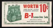 B-1 Lemon Lime Soda 1951-52 10c w/ 6 Bottle Purchase Money Saving Coupon