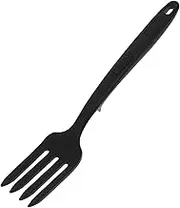 SOLUSTRE Black Silicone Cooking Fork Multifunctional Dinner Fork Pasta Carving Heat Resistant Serving for Kitchen