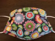 Flowers - Gray Face Mask, 100% Quilters Cotton, Two Layer, Kid Teen & Adult Size