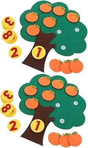 jojofuny 2 Sets Preschool Felt Orange Tree for Early Education Fun Counting and Math Games for Detachable Design for Home and Kindergarten Use Brightly Colored Numbers Versatile Learning
