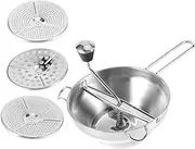 Multifunctional Manual Food Mixer Stainless Steel Salad Vegetable Fruit Blender Kitchen Tool with 3 Interchangeable Discs for Fine Medium Coarse Cutting Easy to Clean Operate