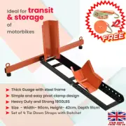 FRONT WHEEL CHOCK MOTORBIKE TRANSPORT MOTORCYCLE PADDOCK STAND HEAVY DUTY BIKE