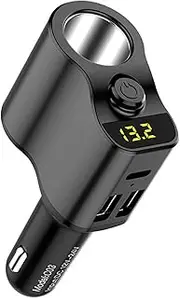 FM Transmitter Bluetooth 5.0 Car Kit Handsfree Car Music Player Cigarette Lighter Socket Splitter Dual USB Car Charger for Car Adapter