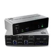 8K@60Hz KVM Switch 3 Monitors 2 Computers 4K@144Hz, 2 HDMI+Displayport KVM Sw...