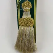 Large 5” Silver & Gold Fabric Tassel Trim Lamp Pull Curtain Crafts Sewing