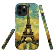 For iPhone 12 Pro Max Tough Protective Cover, Eiffel Tower Painting